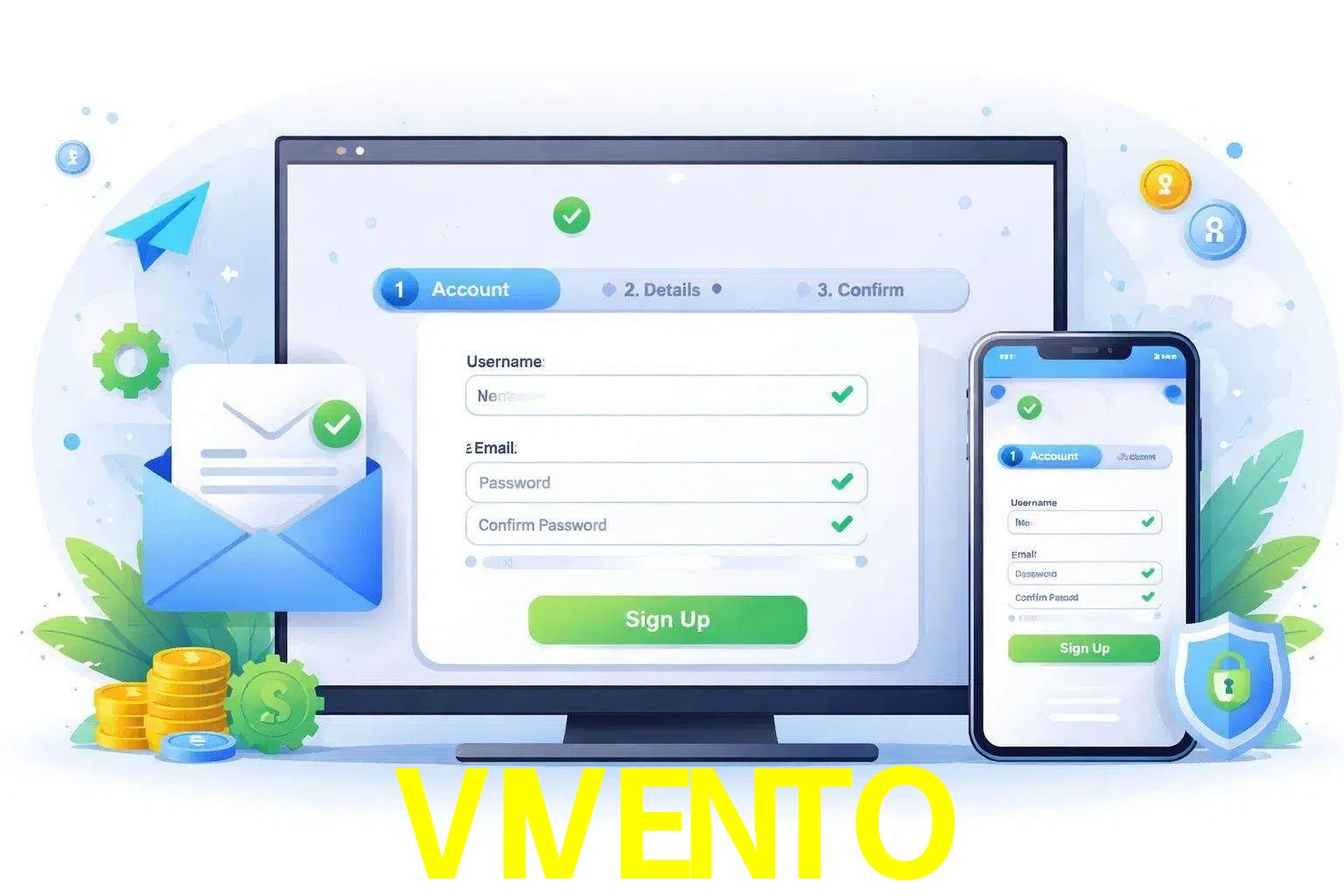 Registro de nuevo usuario y configuración de cuenta VIVENTO