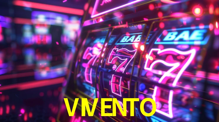 Una escena digital vívida inspirada en casino con VIVENTO mostrado prominentemente, luces brillantes, fichas, cartas y acentos dorados.